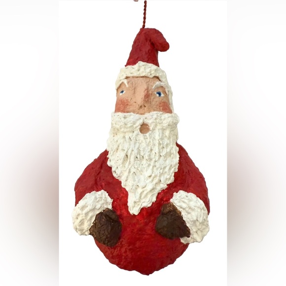 RARE Debra Schoch / Bethany Lowe Vintage Folk Art Paper Mache Roly Poly Santa